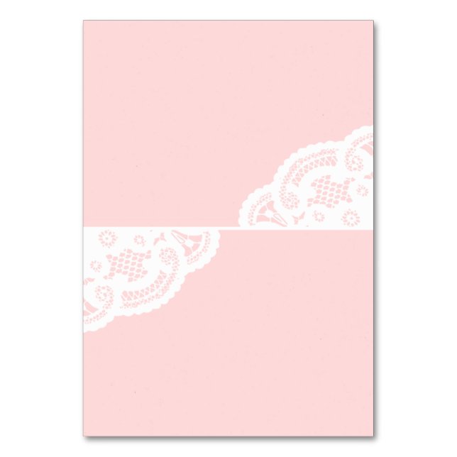 Blush Lace Doily Wedding Table Platzkarten Tischnummer (Vorderseite)