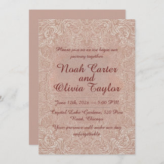 Blush Lace Elegant Wedding Invitation Einladung