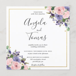 Blush Lavender Blumengrün Wedding Gold Square Einladung