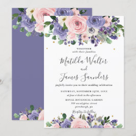Blush Lavender Lila Blumengrün Hochzeit Einladung