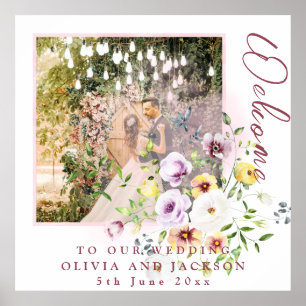 Blush Lavender Lila Blumenhochzeit Willkommen Poster