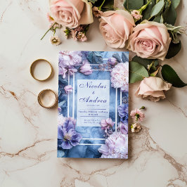 Blush & Lavender Marble Bloral Hochzeitseinladung Einladung