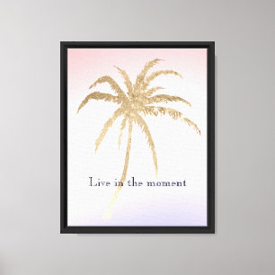 Blush Lilac Gold Tropical Palm Tree Leinwanddruck