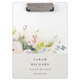 Blush Lilac Wasserfarbe Rose Blumenstrauß Business Klemmbrett