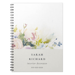Blush Lilac Wasserfarbe Rose Blumenstrauß Business Notizblock