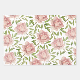 Blush Lilac Watercolor Rose Geschenkpapier Set