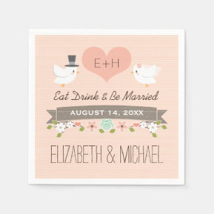 Blush Love Bird Dove Wedding Serviette