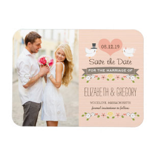 Blush Love Birds Dove Save the Date Magnet