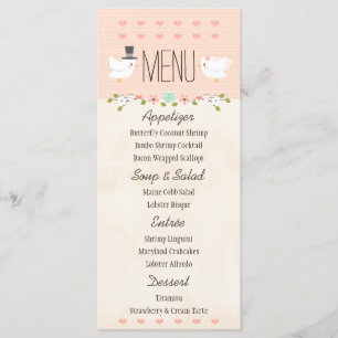 Blush Love Birds Dove Wedding Menu Menükarte