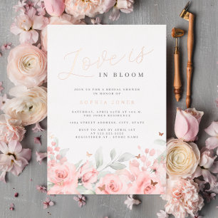 Blush Love is in Bloom Roségoldene Hochzeitsdusche Folieneinladung