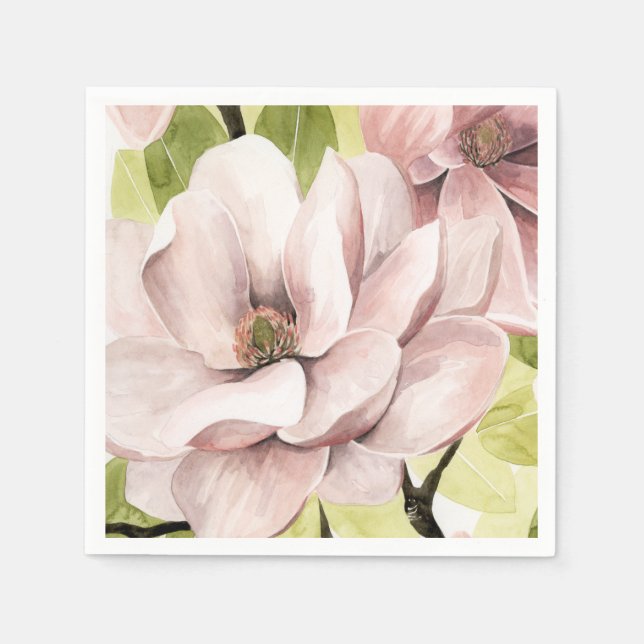 Blush Magnolia Blume Serviette (Vorderseite)