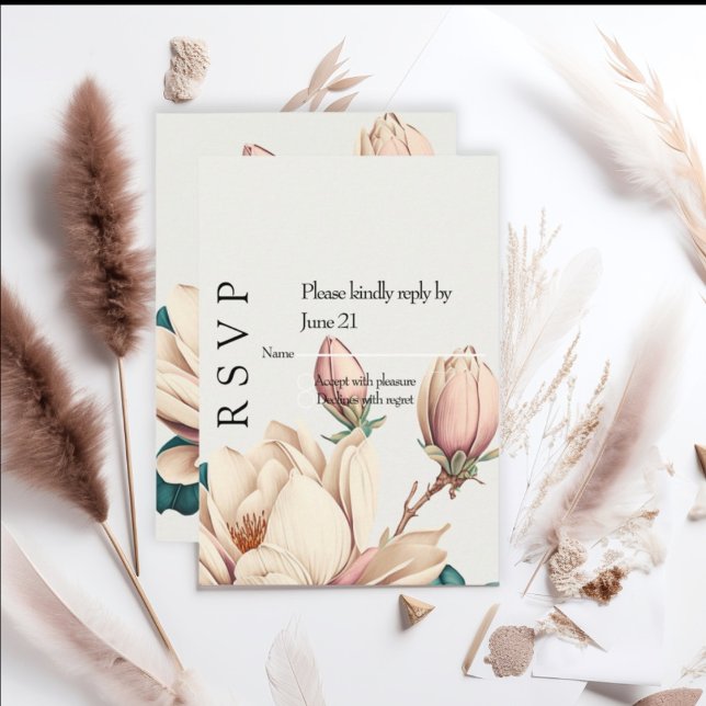 Blush magnolia RSVP karte (Von Creator hochgeladen)