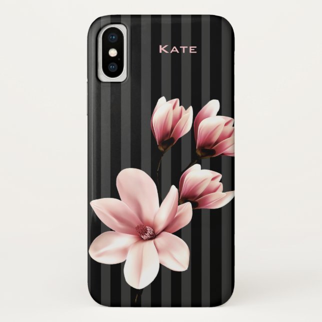 Blush Magnolias Personalisiert Case-Mate iPhone Hülle (Rückseite)