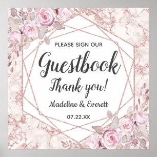 Blush Marble Blues Unterschrift Unser Gästebuchssc Poster