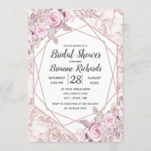 Blush Marble Geometric Bridal Dusche Einladung