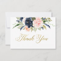 Blush-Marine danke-Karte, Blumen-Baby-Duschkarte