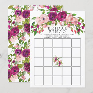 Blush Marsala Floral Brautparty Bingo Game Einladung