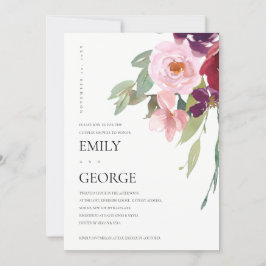 BLUSH MARSALA PINK ROSE FLORAL COUPLE SHOWCARD DANKESKARTE