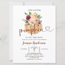 Blush & Marsala Pumpkin Floral Baby Dusche einlade