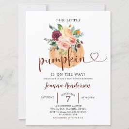 Blush & Marsala Pumpkin Floral Baby Dusche einlade Einladung