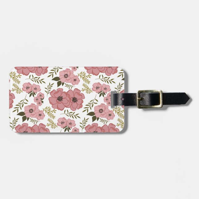 Blush Meadow Blooms Floral Vintage Botanical Gepäckanhänger (Vorderseite horizontal)
