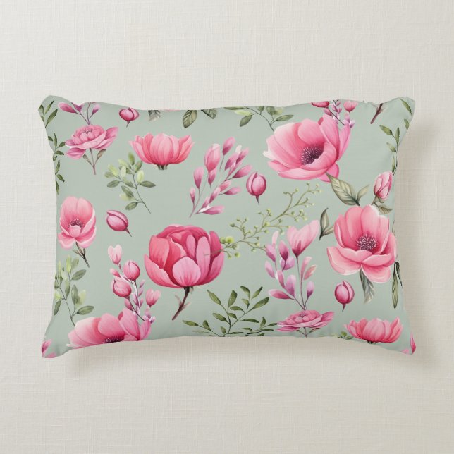 Blush Meadow-Blüten in Blüte Dekokissen (Vorderseite)