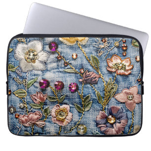 Blush Meadow Illumination Denim Dream Textur Laptopschutzhülle