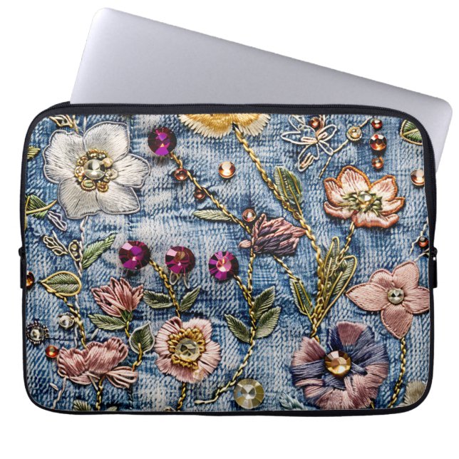 Blush Meadow Illumination Denim Dream Textur Laptopschutzhülle (Vorderseite)