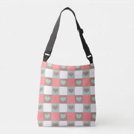 Blush Mind Checkered Heart Tragetaschen Mit Langen Trägern