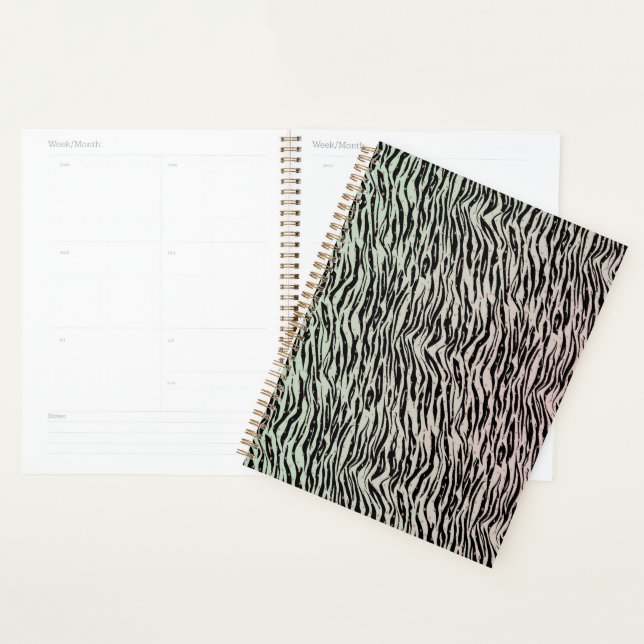 Blush Minze Black Zebra Print Glitzy Dots Ombre Planer (Anzeige)