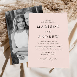 Blush Modern Elegance Foto Hochzeit Einladung