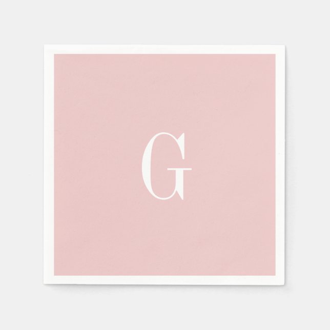 Blush Modern elegante Monogram Wedding Simple Napk Serviette (Vorderseite)