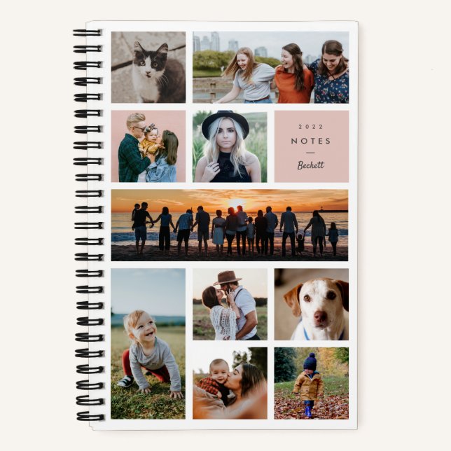 Blush Modern Gallery 10 Foto Collage Notebook Notizbuch (Vorderseite)