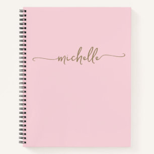 Blush Modern Girl-Gold-Script Monogram-Name Notizbuch