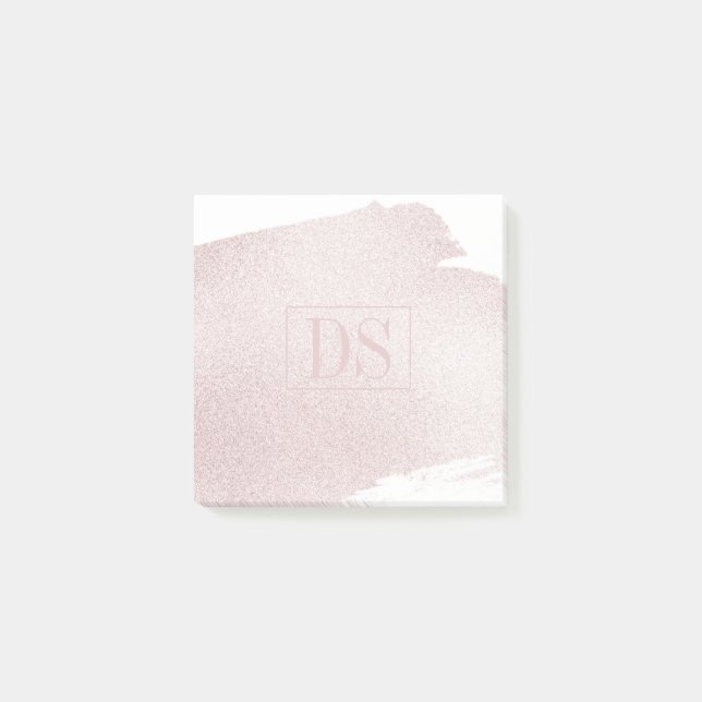 Blush | Modern Pink Watercolor Monogram Post-it Klebezettel (Vorderseite)