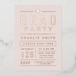 Blush Modern Simple Typografy Graduation Party Folieneinladung
