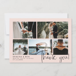 Blush Modern Wedding Foto Collage Vielen Dank Dankeskarte