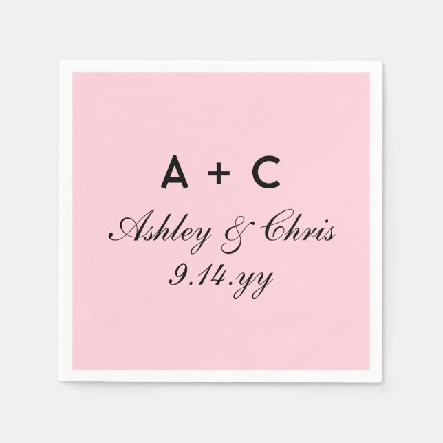 Blush Moderne Personalisierte Hochzeitsempfehlung  Serviette (Vorderseite)