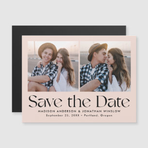 Blush Modernes Vintag Letters Foto Save the Date Magneteinladung