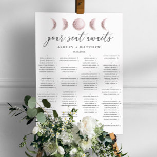 Blush-Mond-Alphabetischer-Hochzeitssitzplan Poster