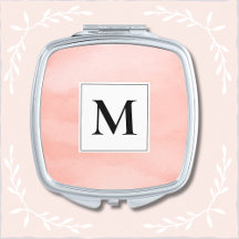 Blush Monogram Bridesmaid Custom Compact Mirror