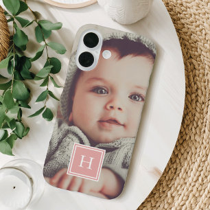Blush Monogram Overlay Foto iPhone 16 Hülle