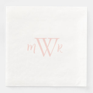 Blush Monogram White Wedding Serviette