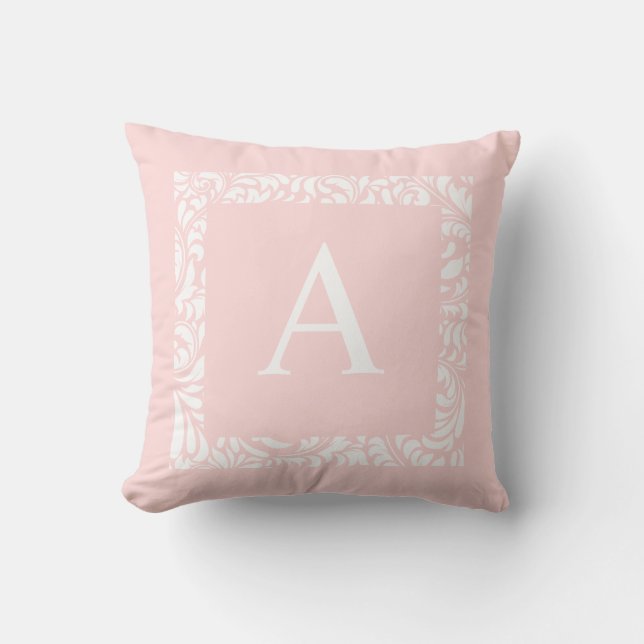 Blush Monogramm a Throw Kissen (Vorderseite)