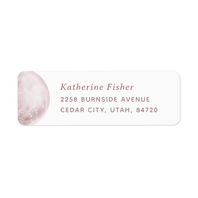 Blush Moon | Elegantes Space Wedding Address Label (Vorne)