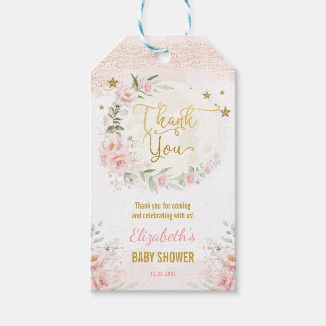 Blush Moon Twinkle Little Star Baby Duschfavoriten Geschenkanhänger (Vorderseite)