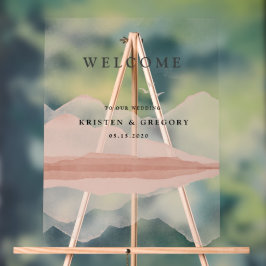 Blush Mountain Range Landschaft Hochzeit Acrylschild