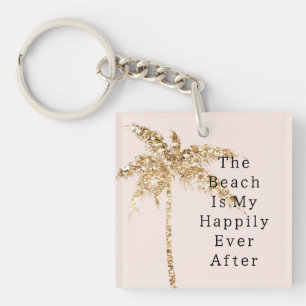 Blush Muschel Glam Gold Glitzer Palm Tree Schlüsselanhänger
