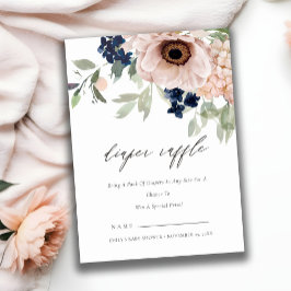 Blush Navy Anemone Flora Diaper Raffle Baby Dusche Begleitkarte