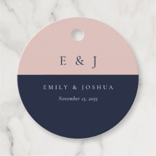 Blush Navy Blue Moderne Hochzeit Geschenkanhänger